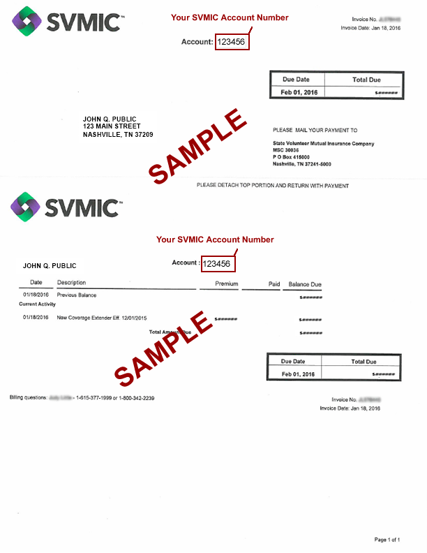 Sample SVMIC Invoice